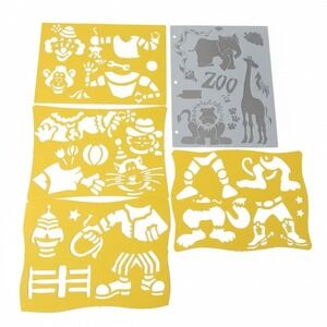 Reusable Plastic Circus Stencils Lot Clown Lion Cowboy Elephant Zoo Art Craft